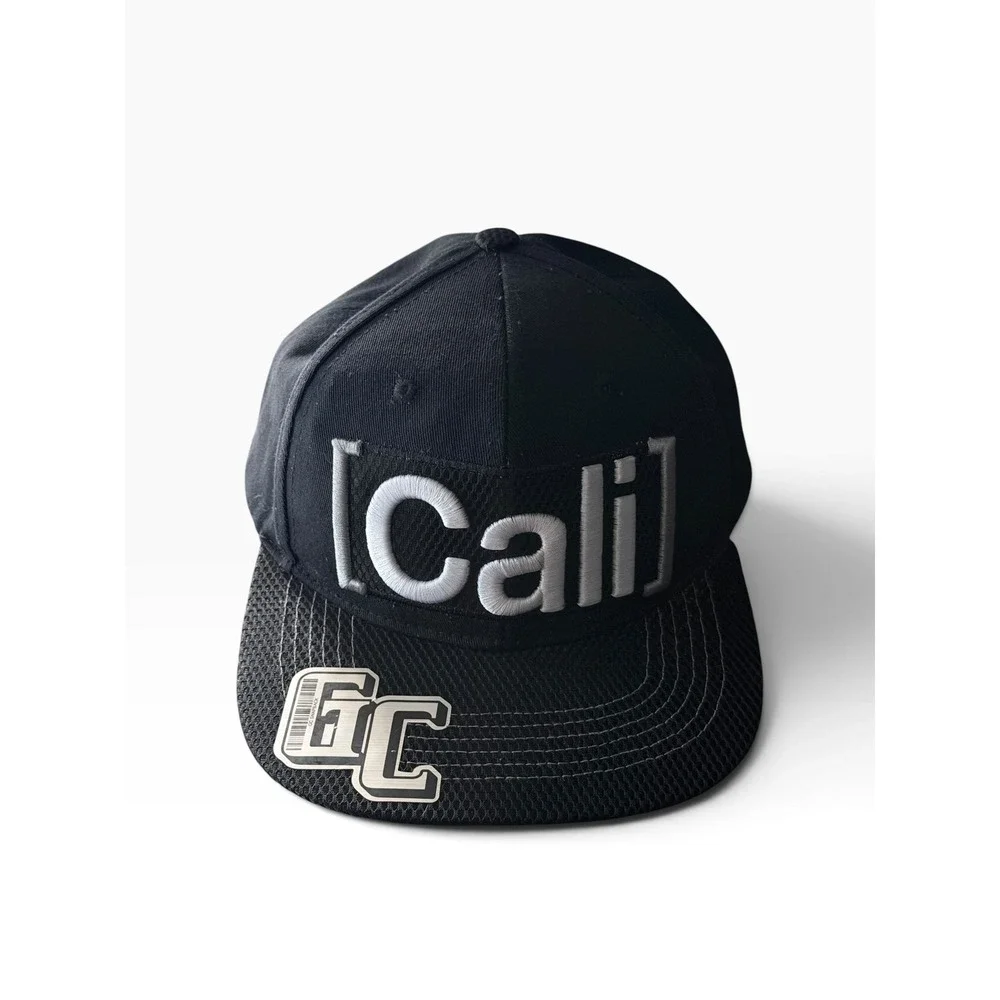 Cali California Snapback Hat Black Embroidered Mesh Brim Baseball Cap Mens